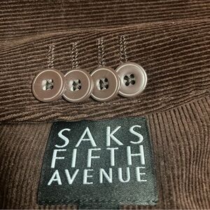 Saks Fifth Avenue Sport Coat Mens XL Brown Cotton Corduroy Classic Fall Blazer